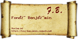 Fonó Benjámin névjegykártya