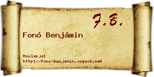 Fonó Benjámin névjegykártya